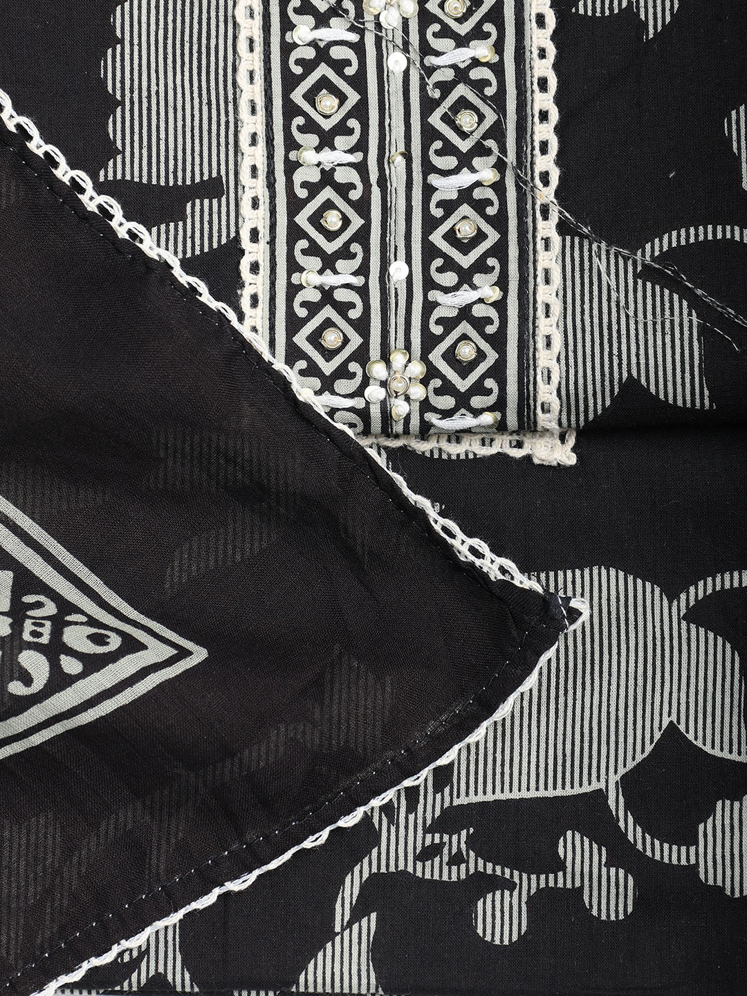 Printed Cotton Blend Unstitched Suit With Dupatta