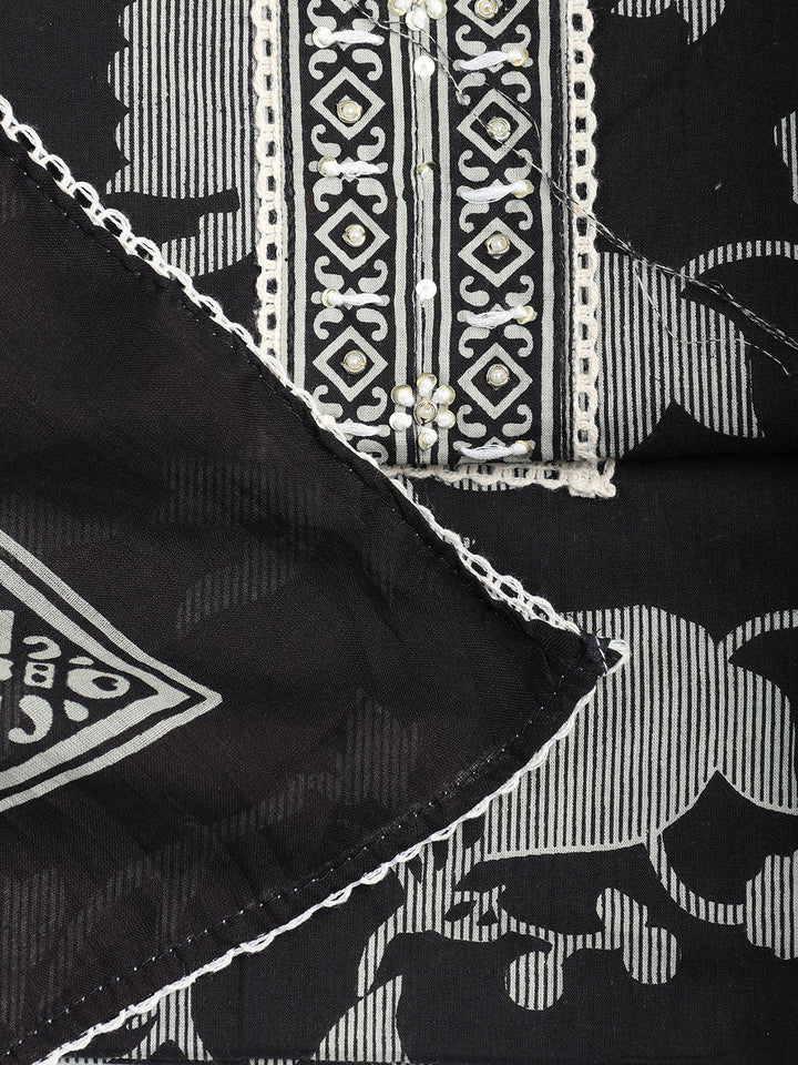Printed Cotton Blend Unstitched Suit With Dupatta