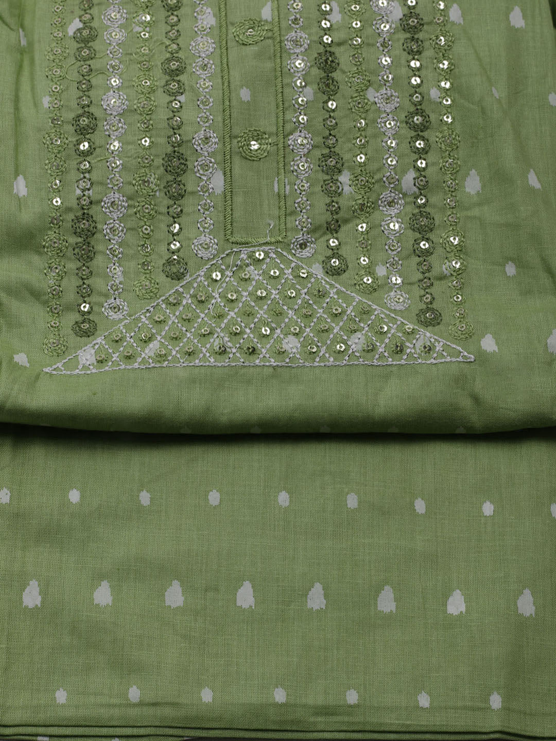Neck Embroidered Cotton Blend Unstitched Suit With Dupatta