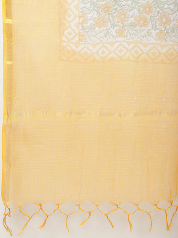 Ikat Printed Cotton Unstitched Suit Piece With Dupatta