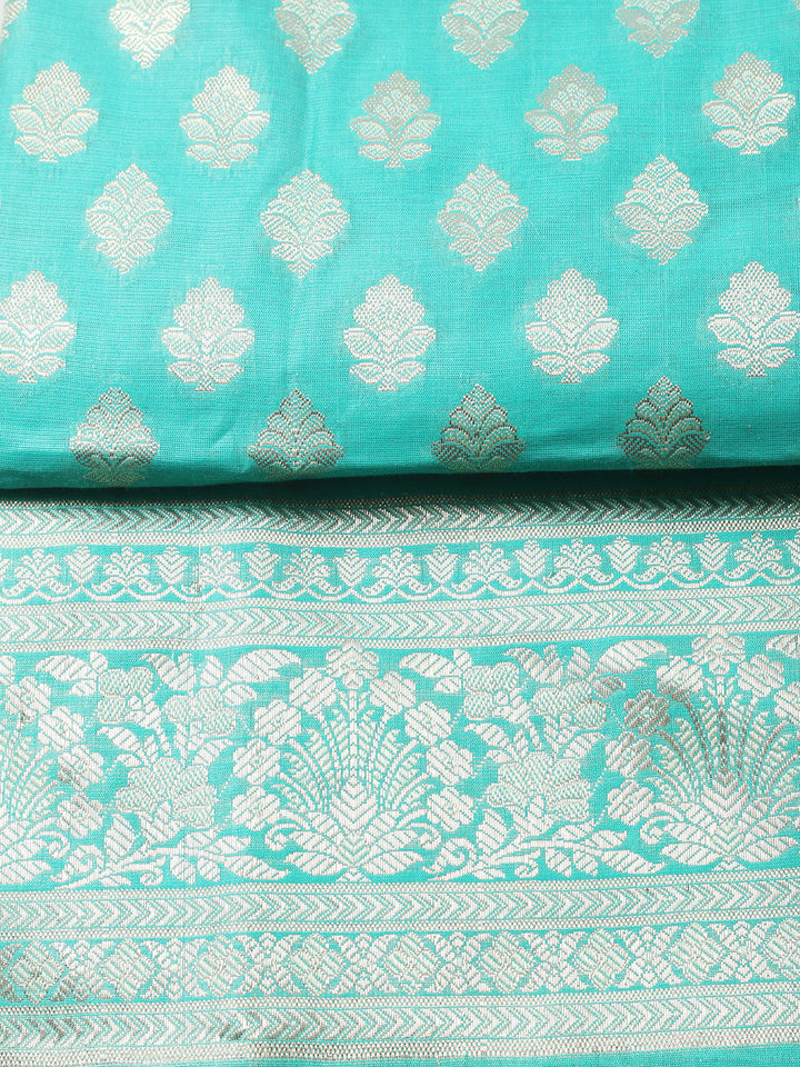 Woven Design Chanderi Unstitched Suit With Pant &amp; Dupatta