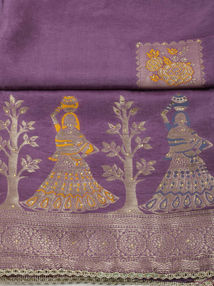 Woven Design Chanderi Unstitched Suit With Pant &amp; Dupatta