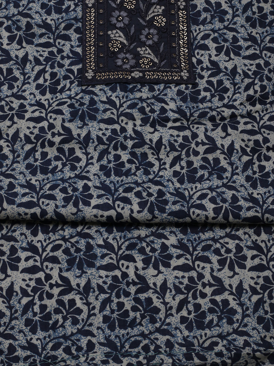 Printed Cotton Blend Unstitched Suit With Dupatta