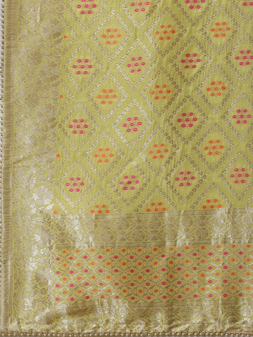 Neck Embroidered Chanderi Unstitched Suit Piece With Dupatta