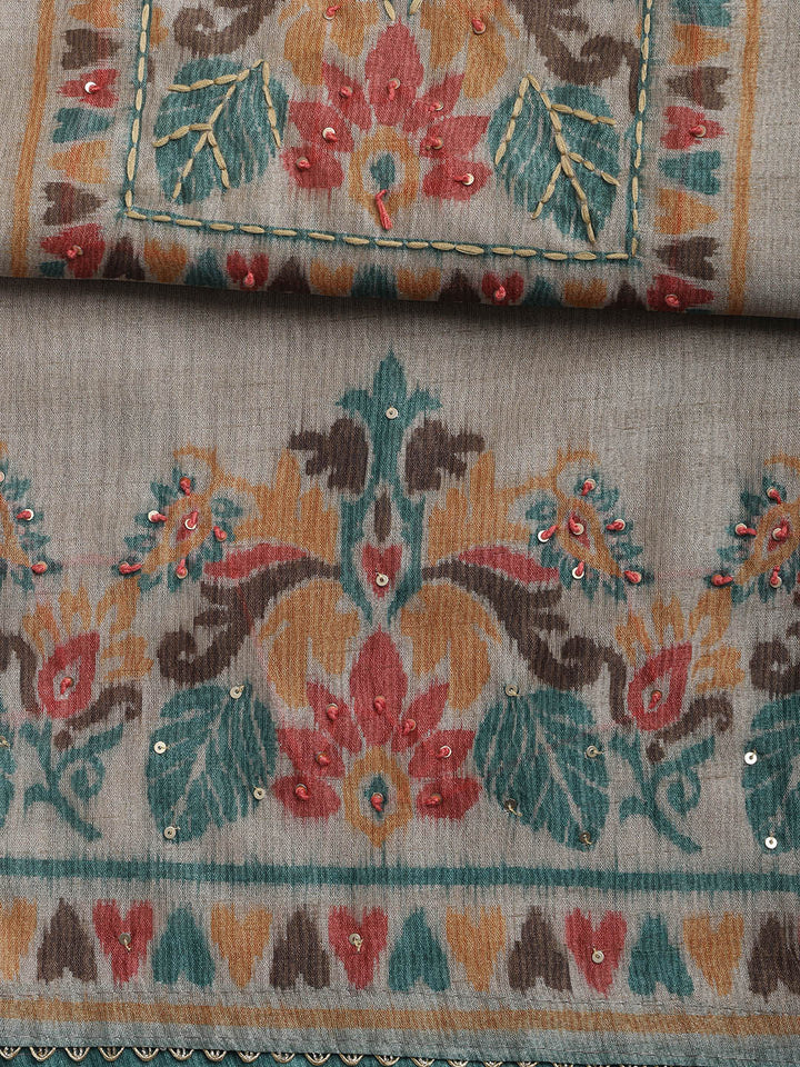 Woven Chanderi Unstitched Suit With Dupatta