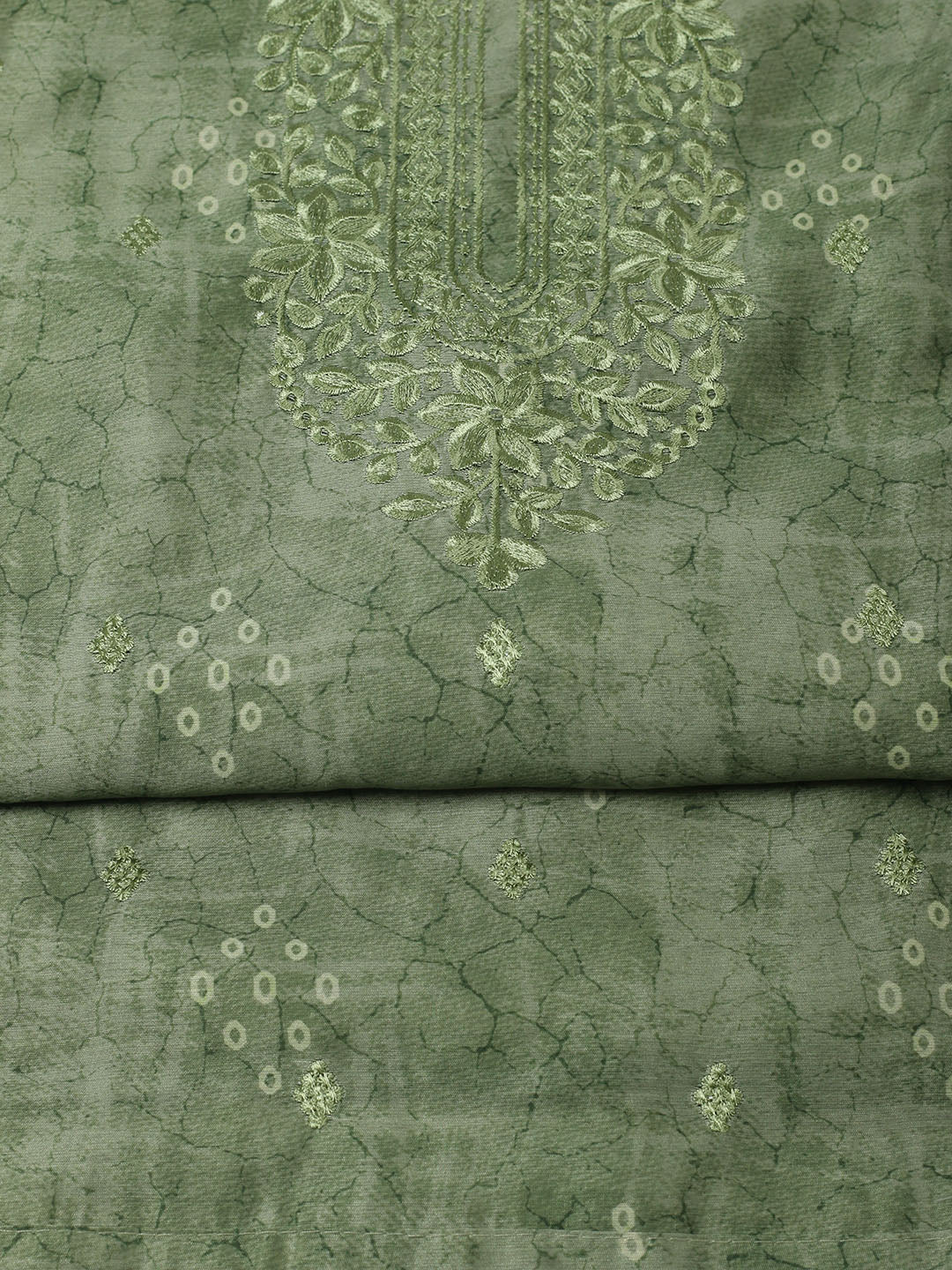 Printed Chanderi Unstitched Suit With Pant &amp; Dupatta