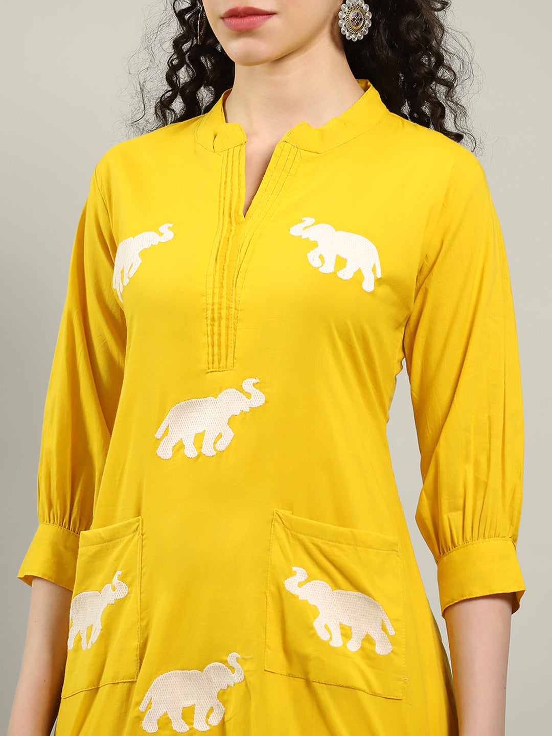 Printed Cotton Blend Kurta With Pants