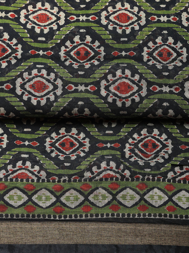 Printed Cotton Blend Unstitched Suit With Pant &amp; Dupatta