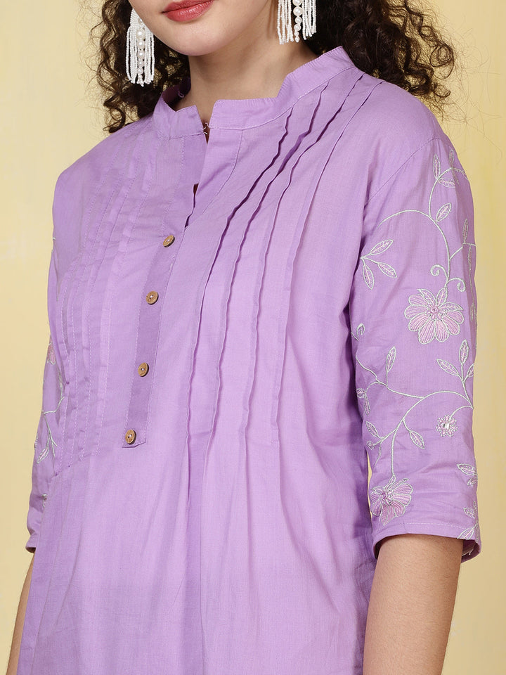 Printed Cotton Blend Kurta With Pants