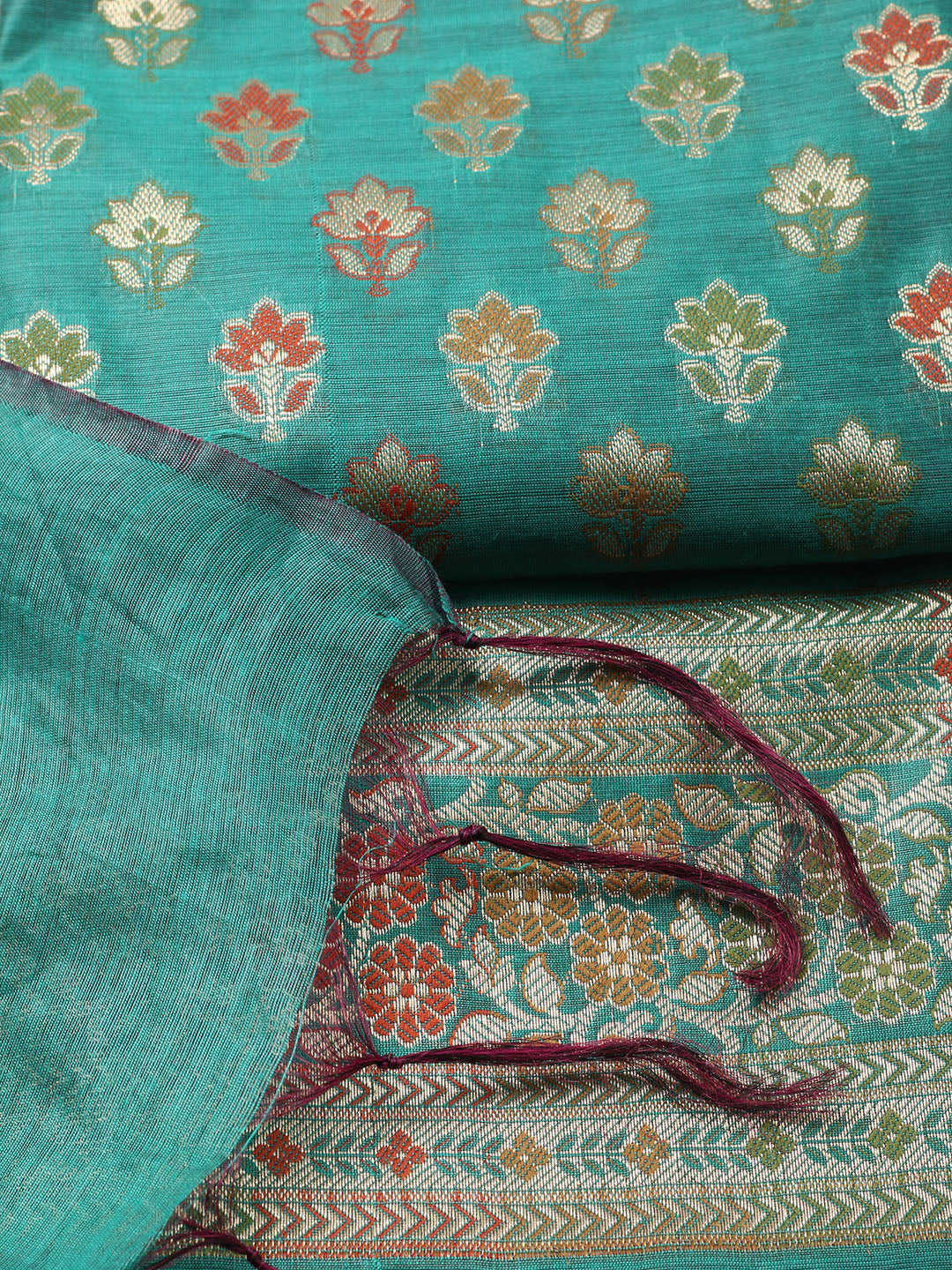 Banarasi Chanderi Unstitched Suit With Pant &amp; Dupatta