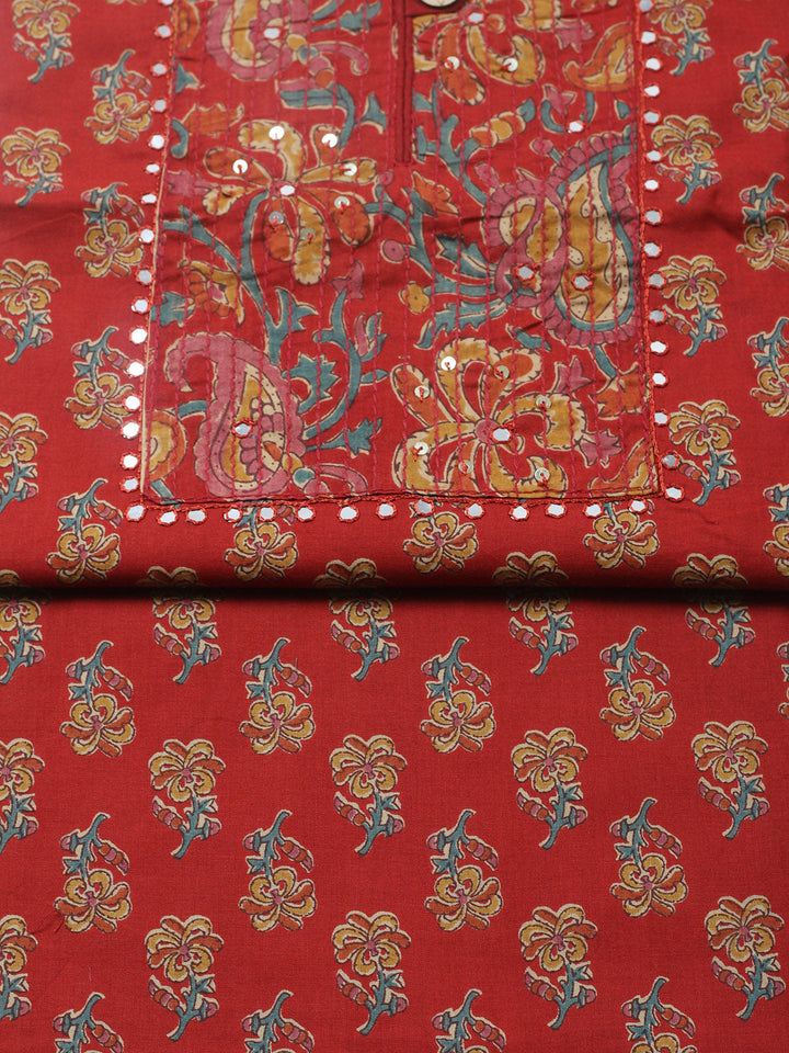 Embroidered Cotton Blend Unstitched Suit With Pant &amp; Dupatta