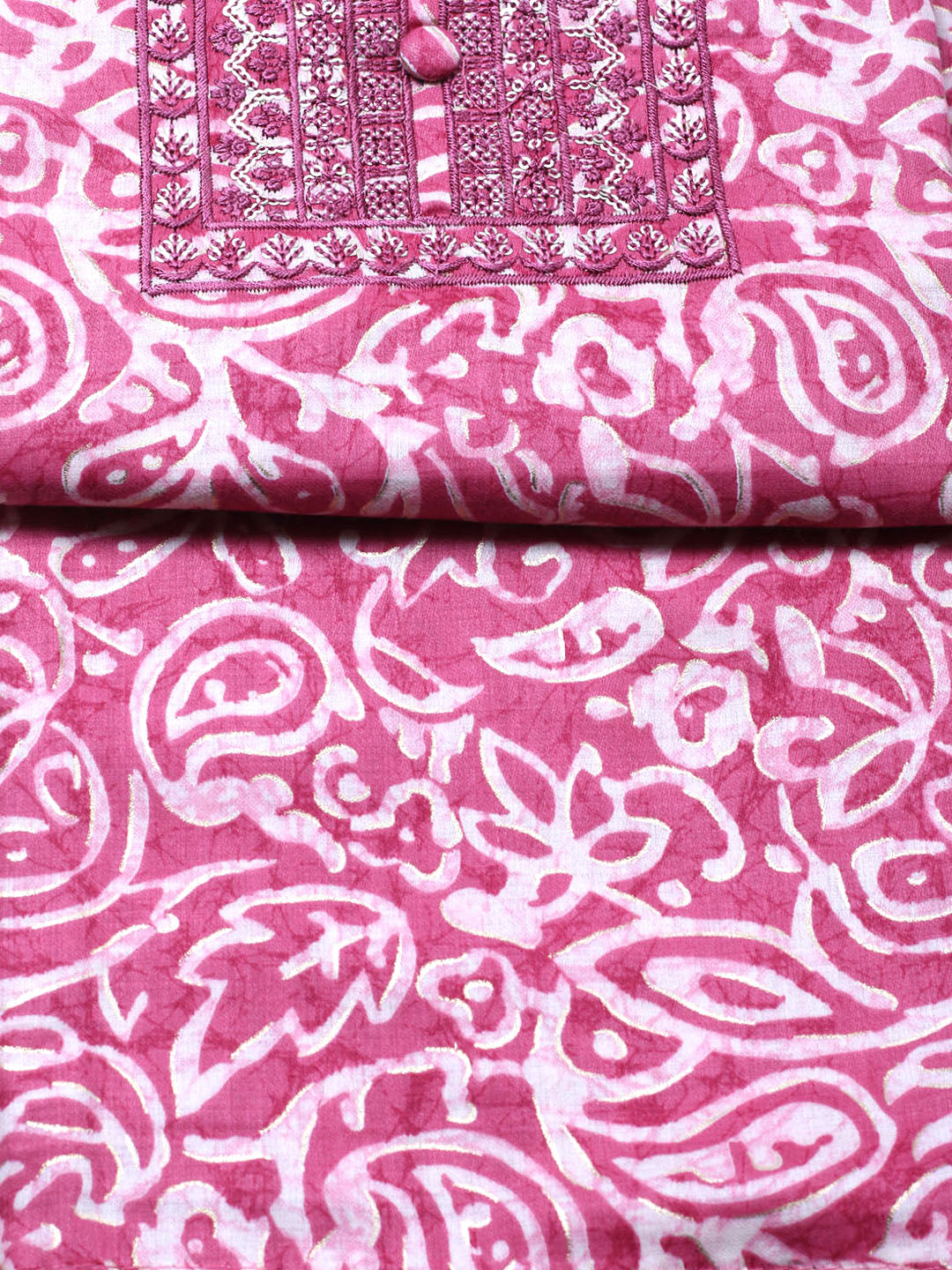 Embroidered Cotton Unstitched Suit With Pant &amp; Dupatta
