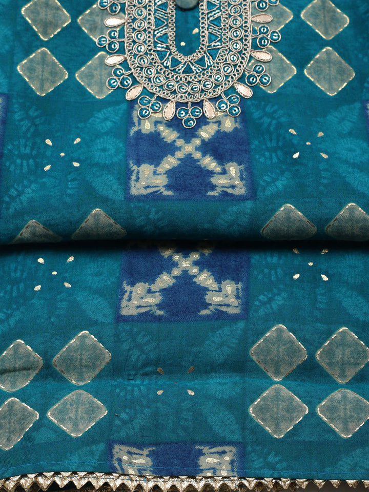 Embroidered Cotton Unstitched Suit With Pant &amp; Dupatta