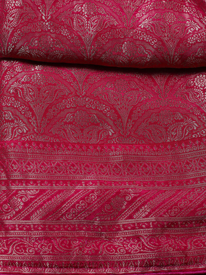 Woven Design Chanderi Unstitched Suit With Pant &amp; Dupatta
