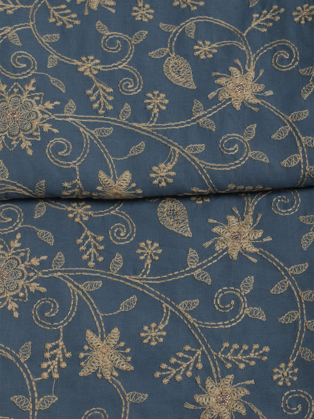 Embroidered Chanderi Unstitched Suits Casual Suit With Pant &amp; Dupatta