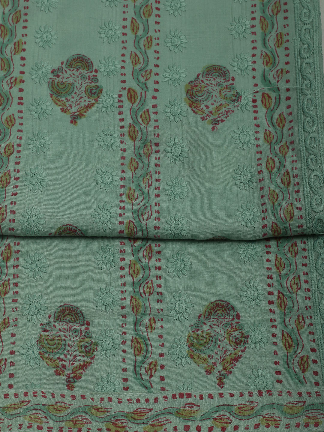 Printed Cotton Unstitched Suit With Pant &amp; Dupatta