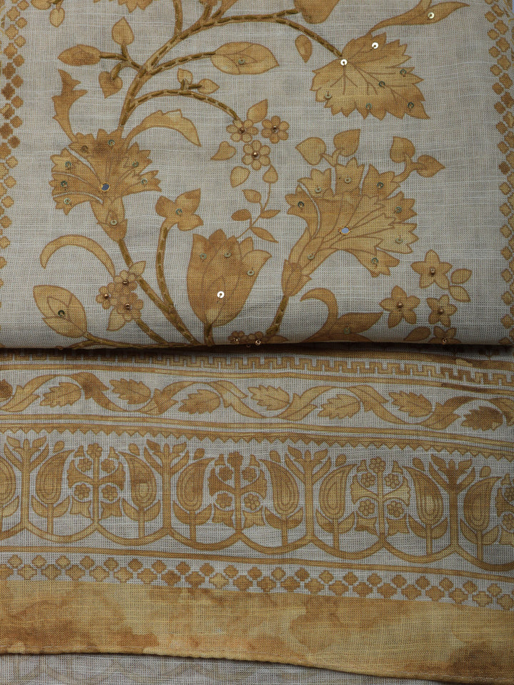 Embroidered Tissue Unstitched Suit With Pant &amp; Dupatta