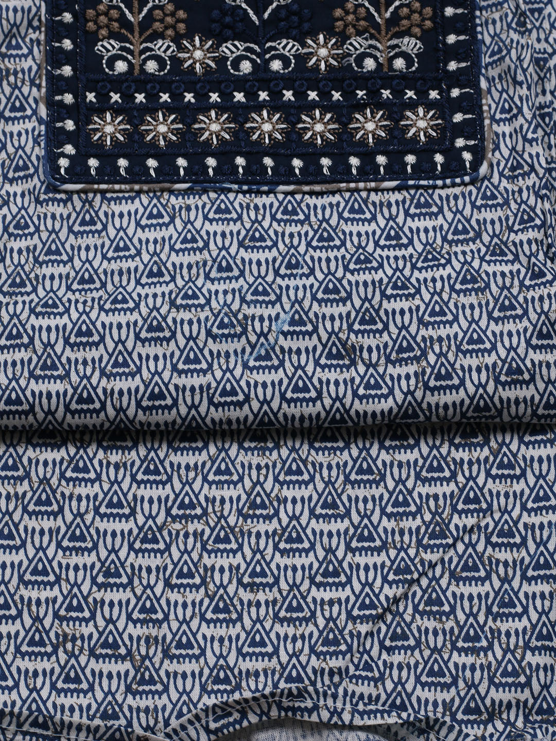 Printed Cotton Blend Unstitched Suit With Dupatta