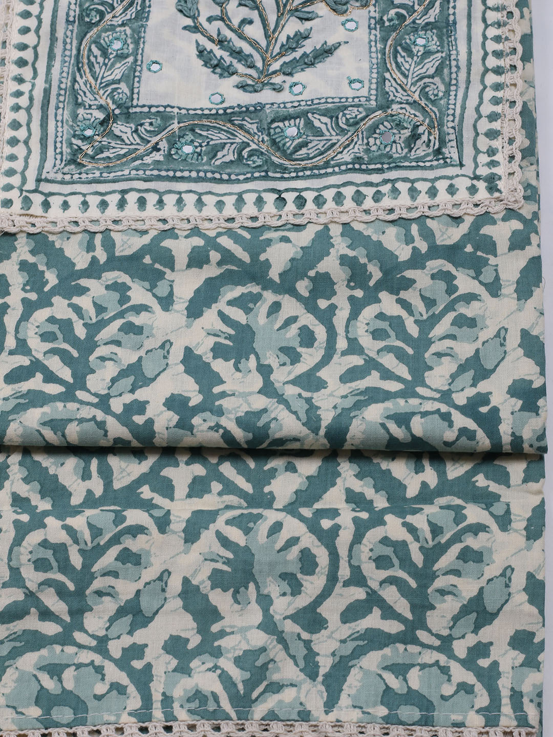 Printed Cotton Blend Unstitched Suit With Dupatta