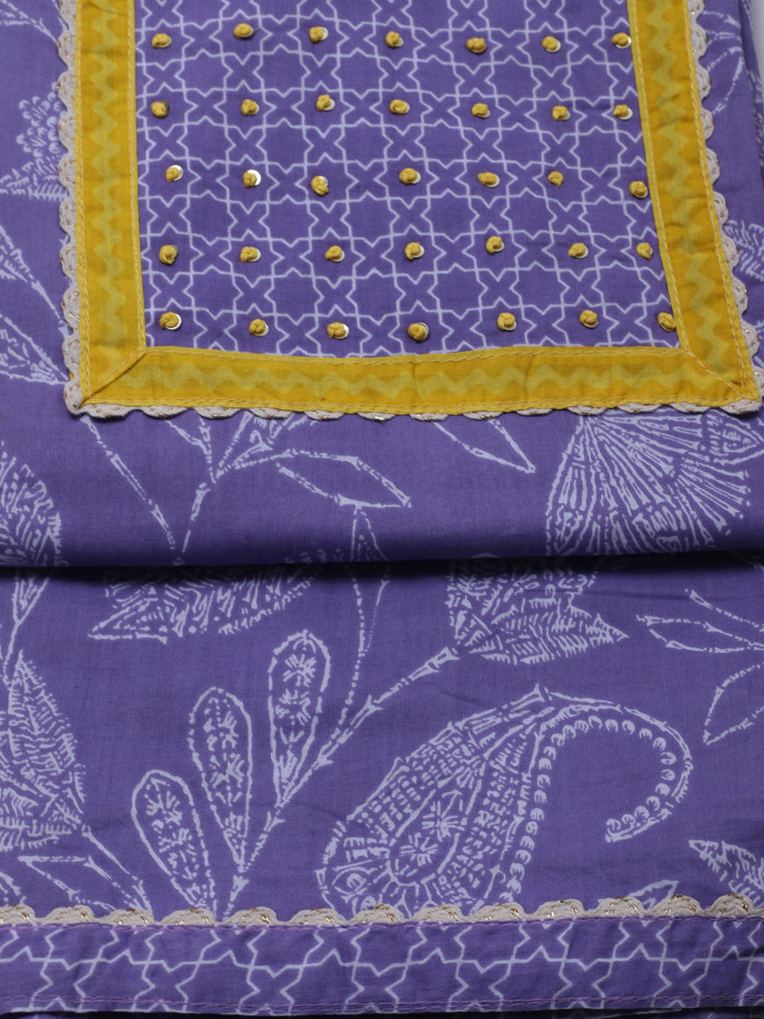 Printed Cotton Blend Unstitched Suit With Dupatta