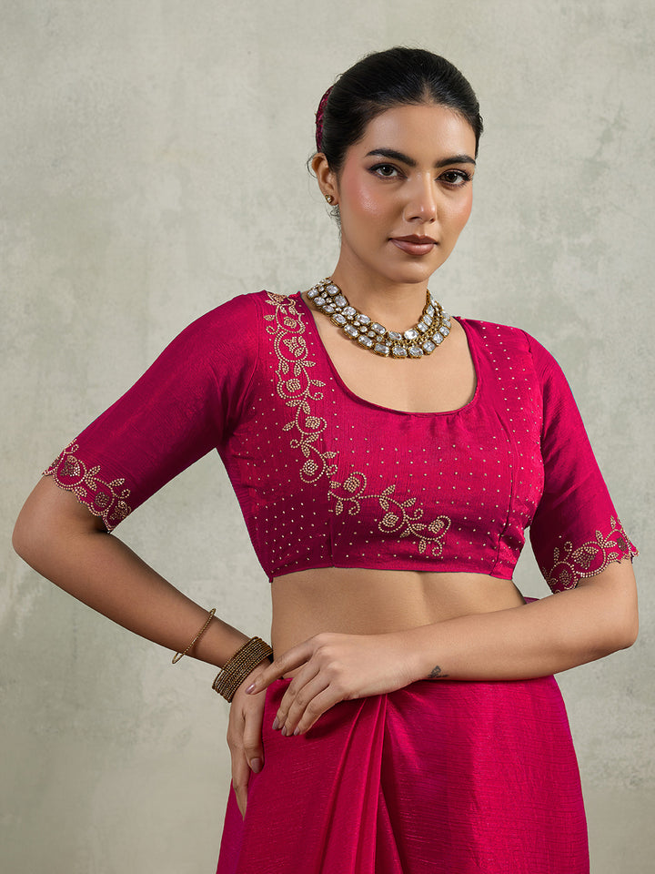 Embroidered Satin Saree