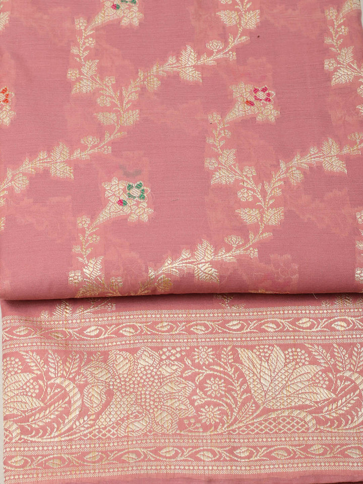 Woven Design Chanderi Unstitched Suit With Pant &amp; Dupatta