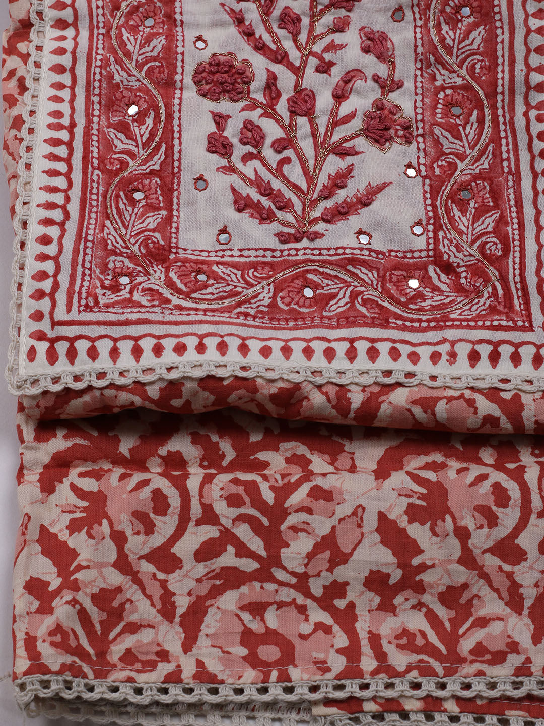 Printed Cotton Blend Unstitched Suit With Dupatta