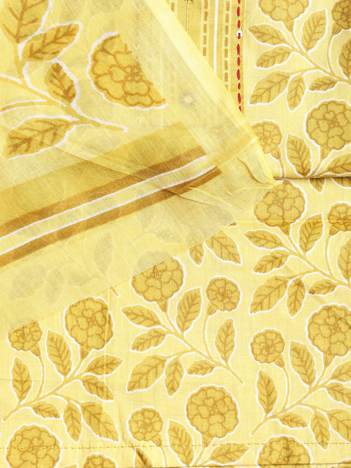 Printed Cotton Printed Unstitched Suit With Dupatta