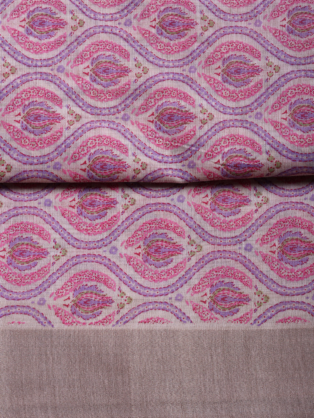 Printed, Chanderi Unstitched Suit With Pant &amp; Dupatta