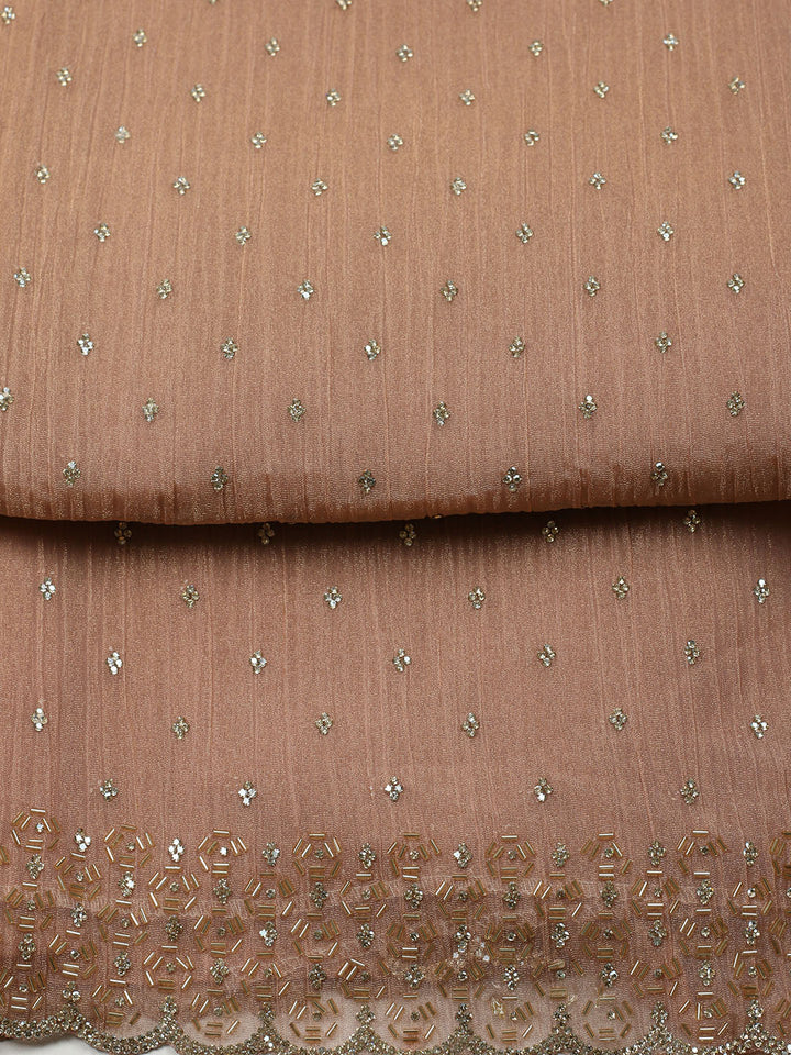 Embellished Tissue Unstitched Suit With Pant &amp; Dupatta