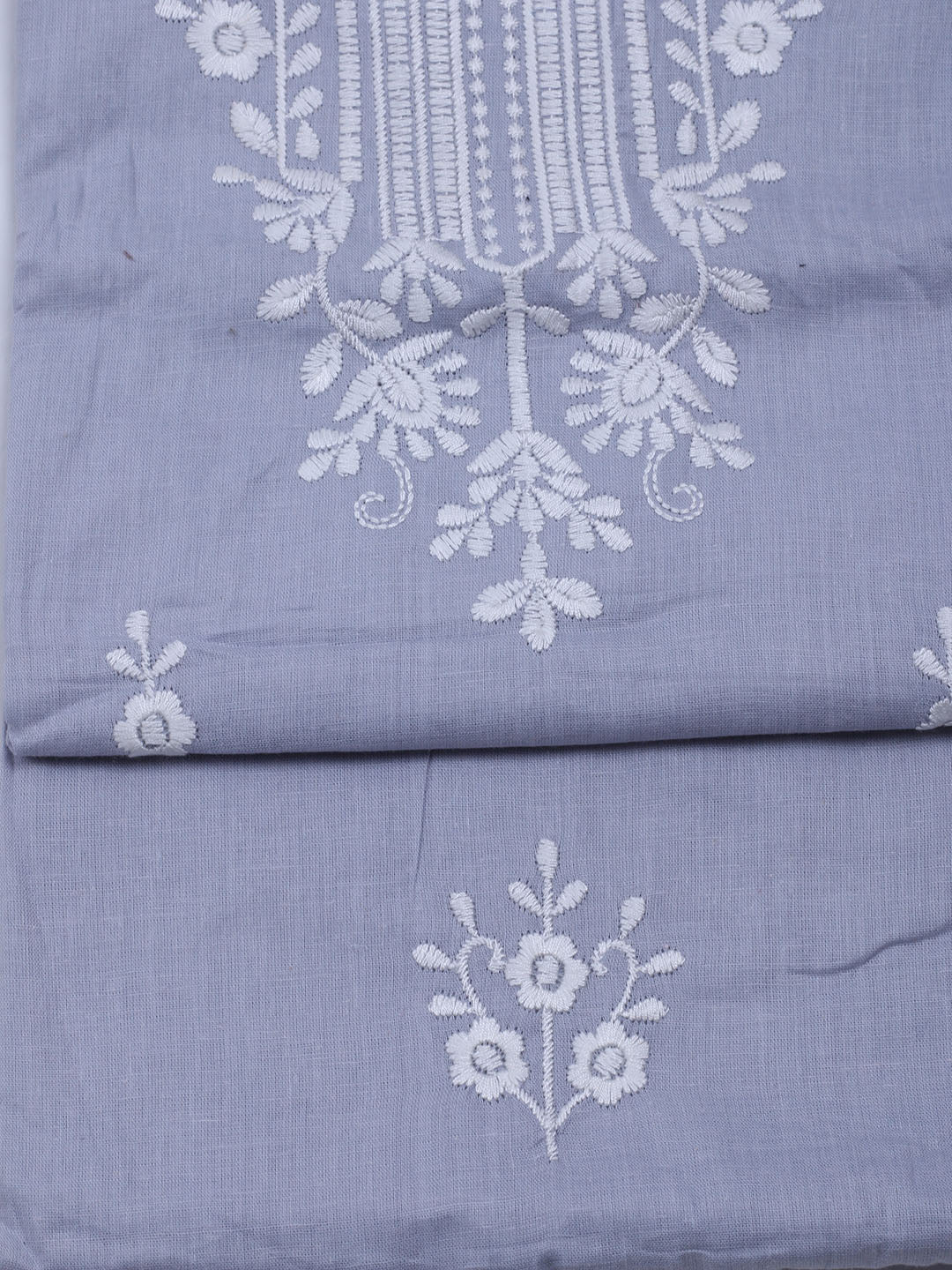 Neck Embroidered Cotton Blend Unstitched Suit With Dupatta