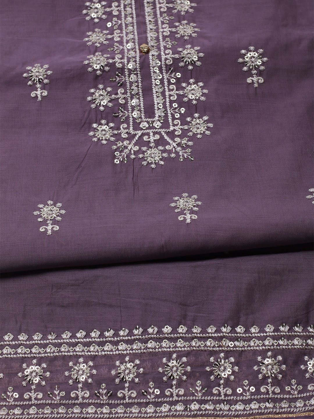 Embroidered Muslin Unstitched Kurta With Pant & Dupatta