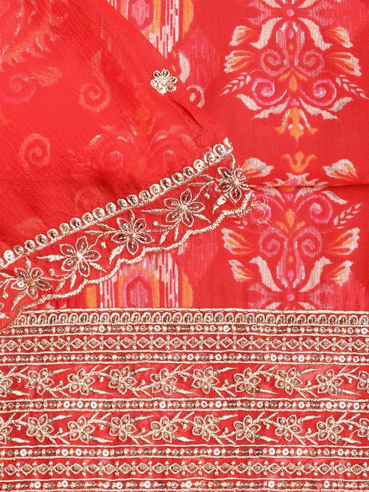 Embroidered Muslin Unstitched Suit With Dupatta