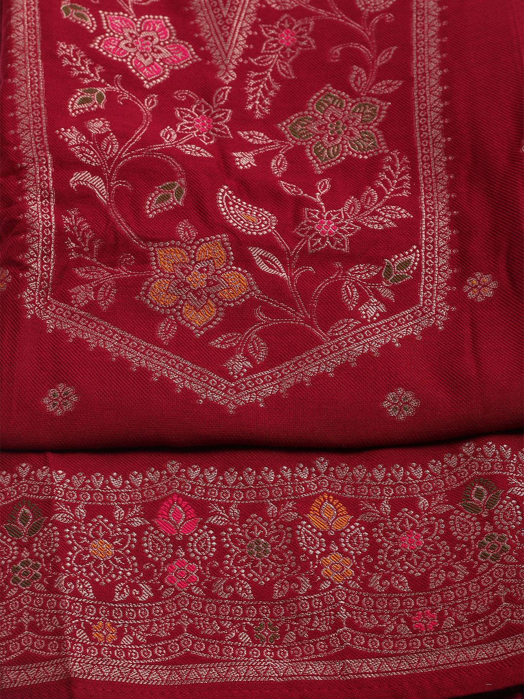 Pashmina Woven Design Unstitched Kurta With Pant &amp; Dupatta