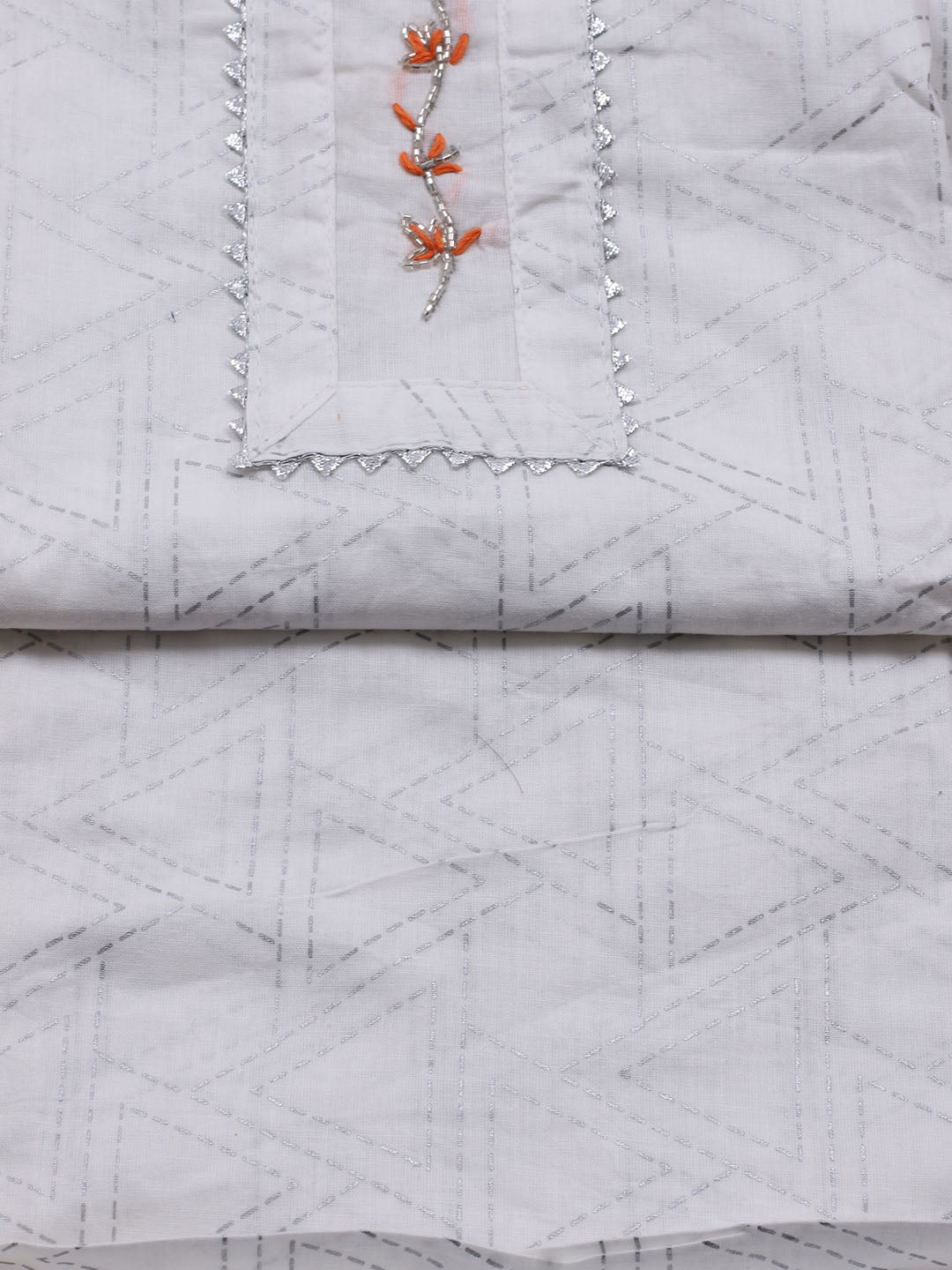 Printed Cotton Blend Unstitched Suit With Dupatta