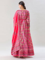 Floral Printed Anarkali Kurta With Legging & Dupatta