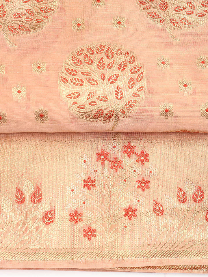 Woven Banarasi Chanderi Unstitched Suit With Dupatta
