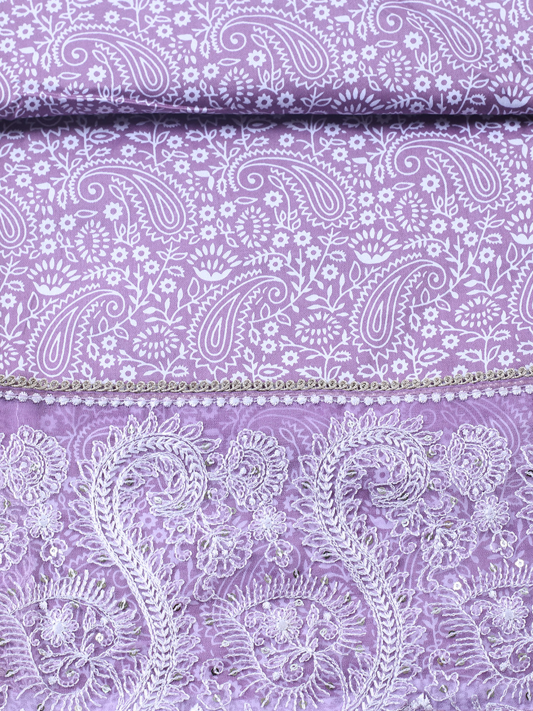 Printed Cotton Blend Unstitched Suit With Pant &amp; Dupatta