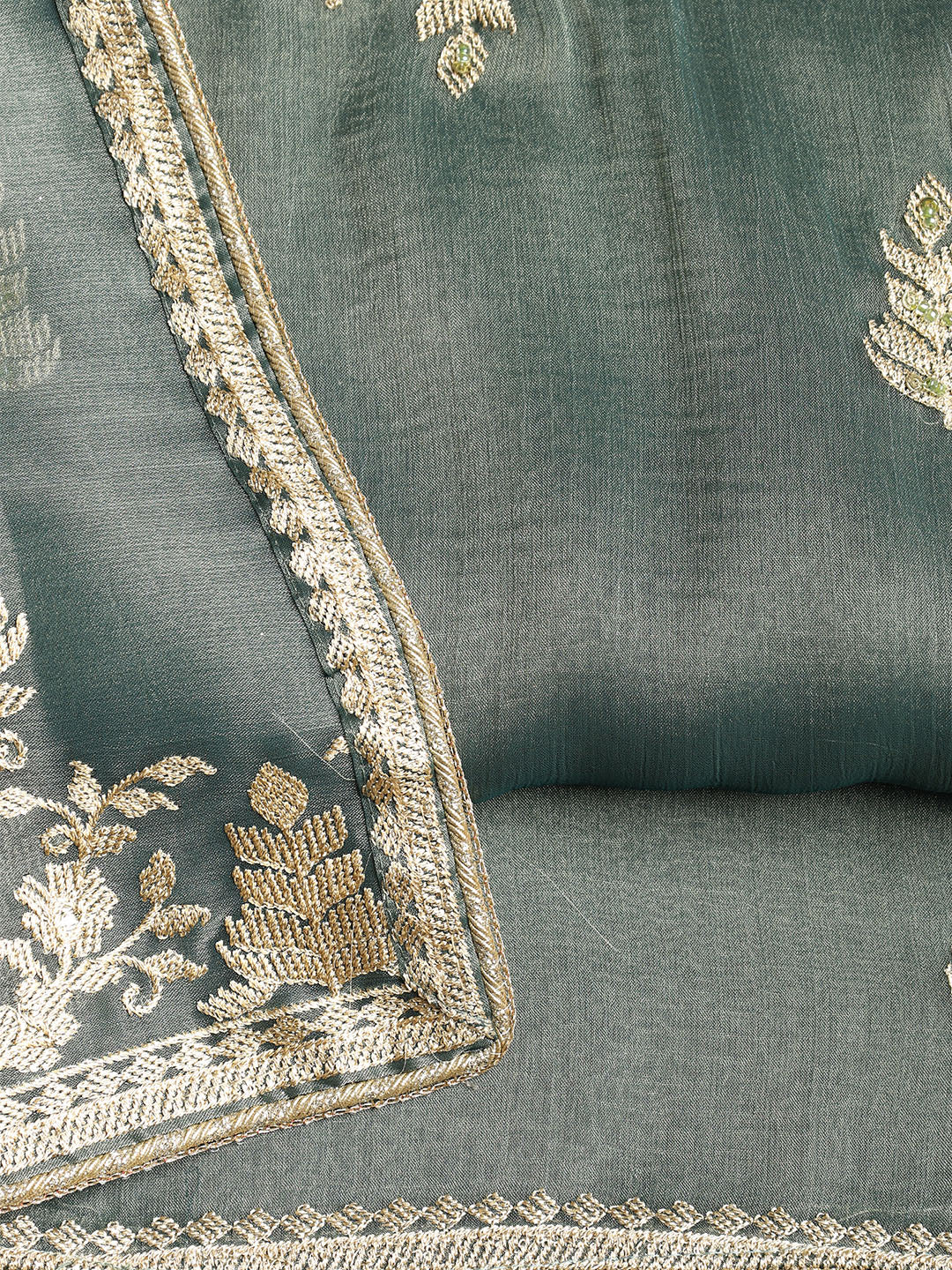Embroidered Organza Unstitched Suit With Dupatta