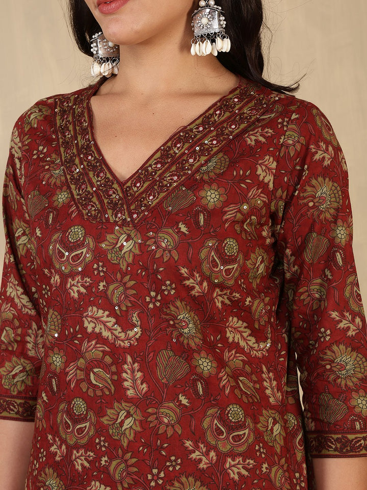 Printed Cotton Blend Suit With Pant &amp; Dupatta