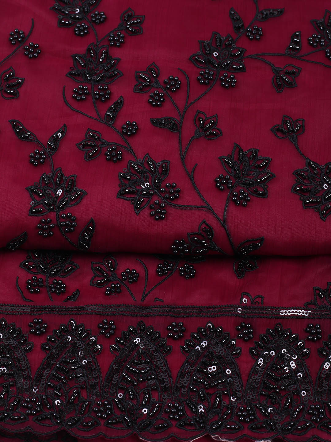 Embroidered Organza Unstitched Suit With Pant &amp; Dupatta