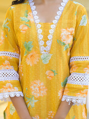 Printed Cotton Blend Kurta With Pants & Dupatta