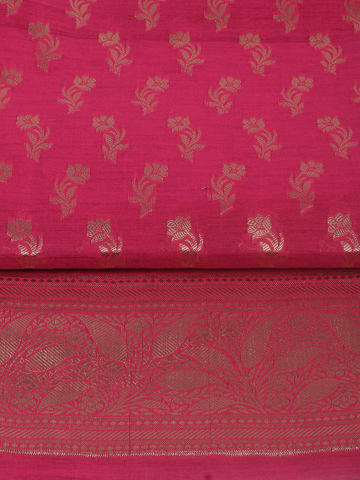 Woven Design Chanderi Unstitched Suit With Pant &amp; Dupatta