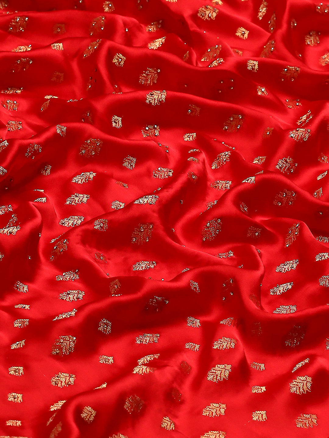 Stone Work Satin Embroidery Saree