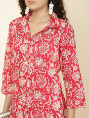 Floral Printed Cotton Kurta With Pants