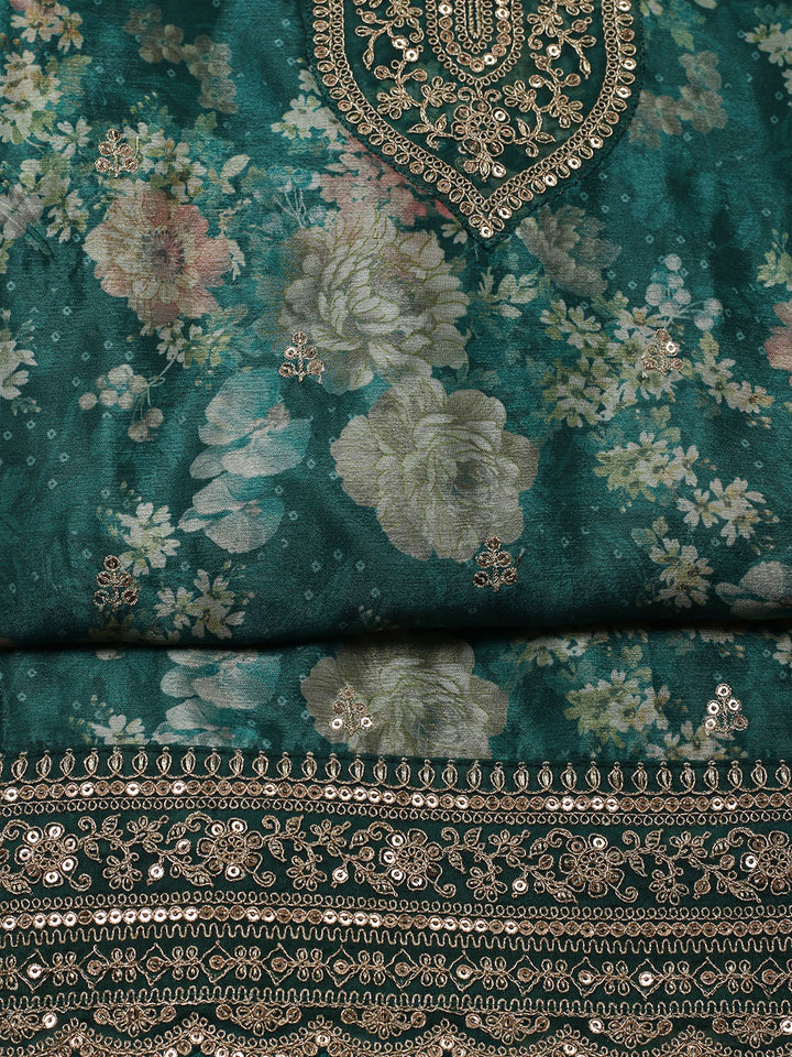 Printed Chinon Unstitched Suit With Pant &amp; Dupatta