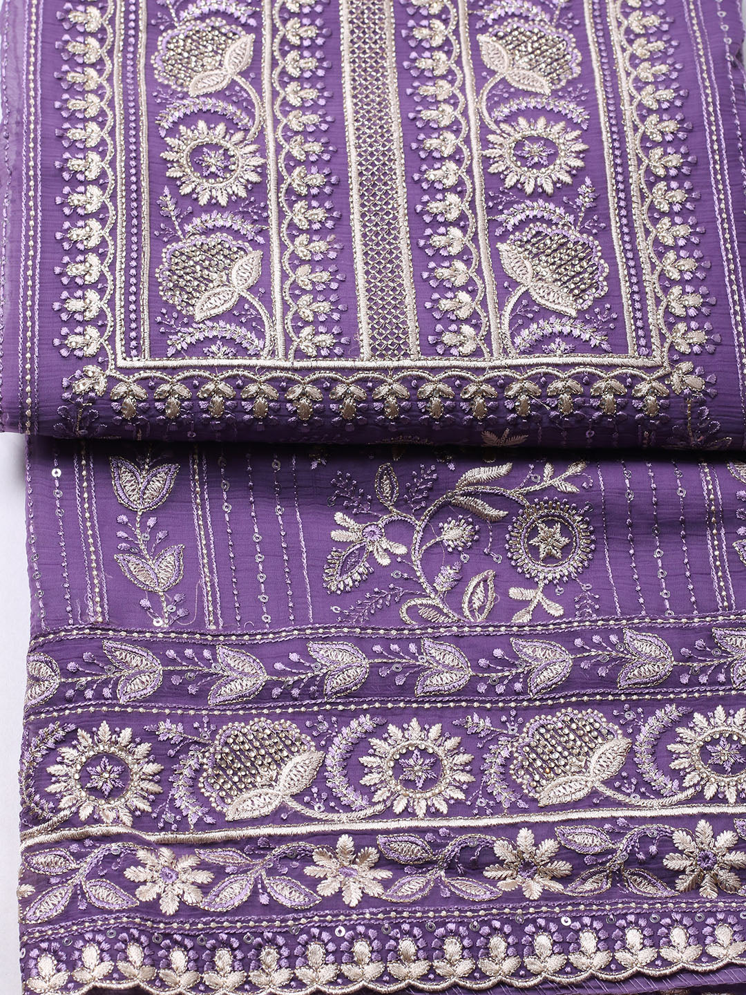 Embroidered Organza Unstitched Suit With Pant &amp; Dupatta