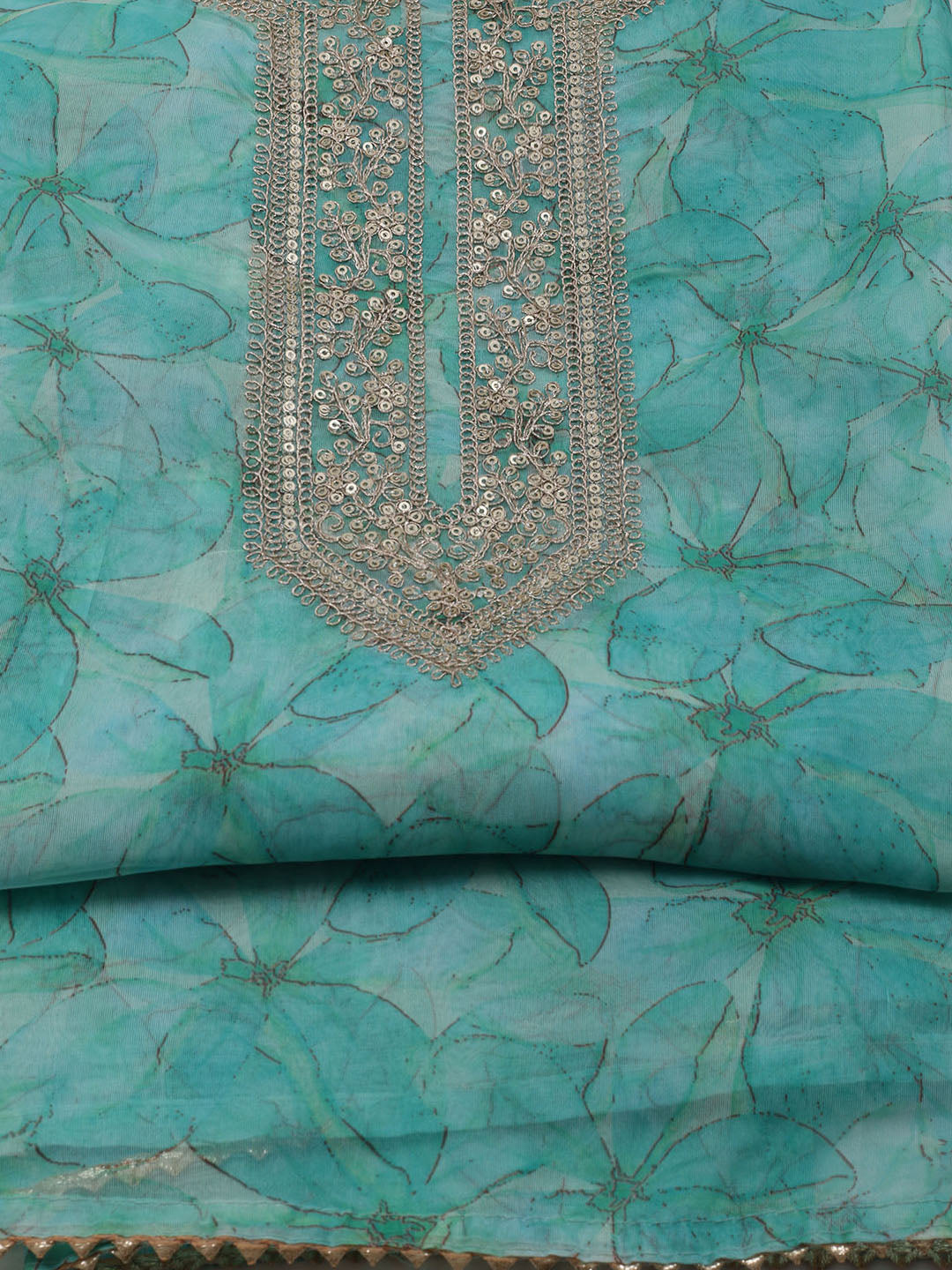 Zari Jaal Art Silk Unstitched Suit With Dupatta