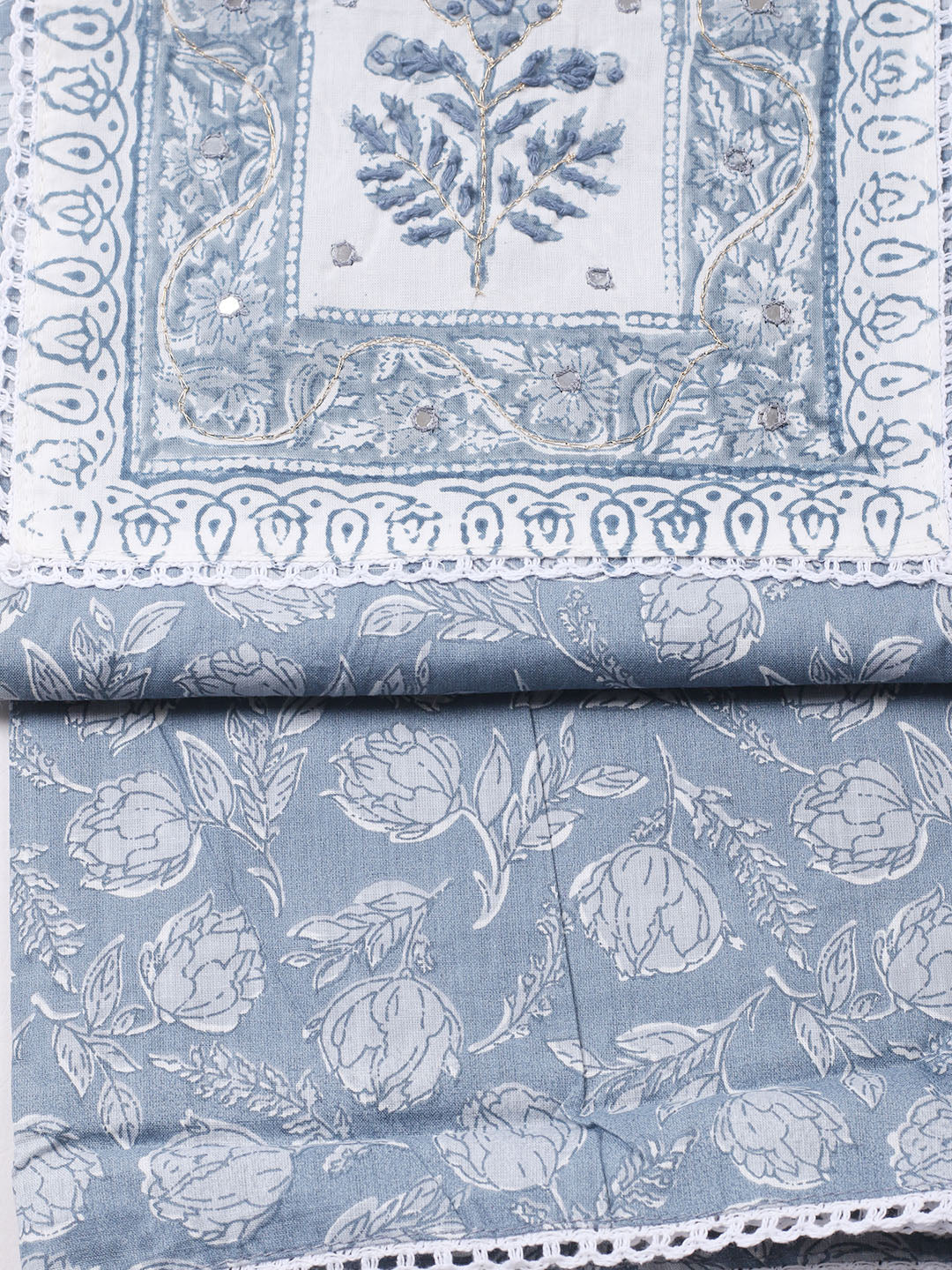 Embroidered Cotton Blend Unstitched Suit With Pant &amp; Dupatta