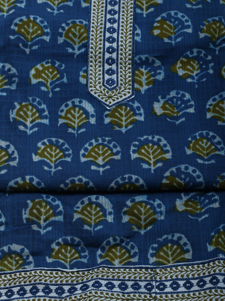 Neck Embroidered Cotton Blend Unstitched Suit With Dupatta